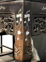 將圖片載入圖庫檢視器 Y1090026小葉紫檀鑲貝殼八仙桌子椅子五件套
