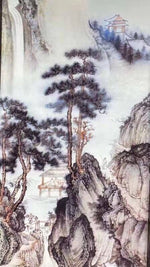 將圖片載入圖庫檢視器 Y1090003紅木雕花透雕老框鑲雙面瓷板畫屏風

