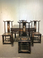 將圖片載入圖庫檢視器 Y1090026小葉紫檀鑲貝殼八仙桌子椅子五件套
